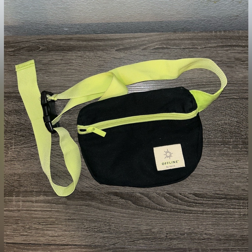 Offline by Aerie Black and Neon Yellow Waist bag